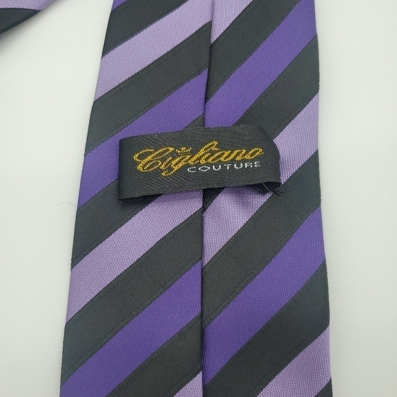 Men's Formal Business Tie, Purple and Black Stripe - Picture 7 of 9
